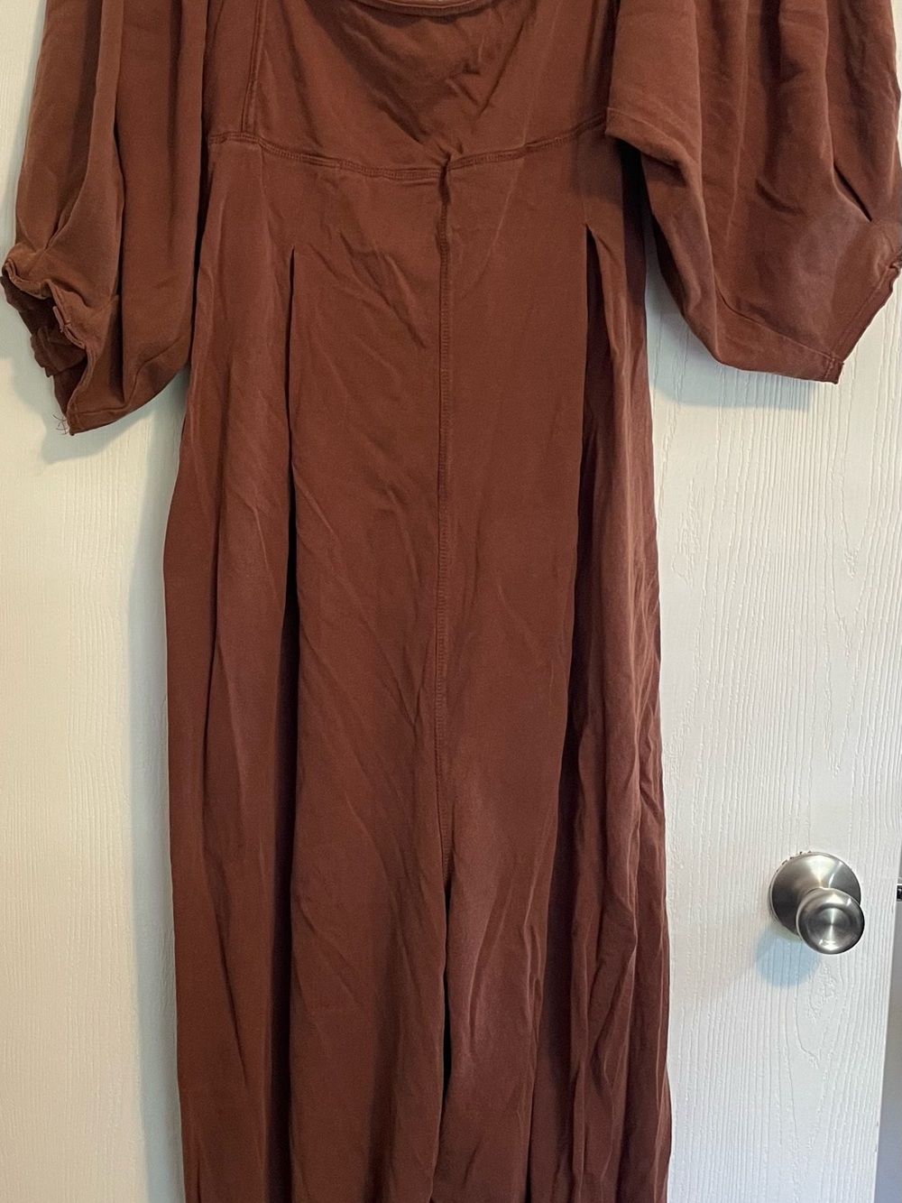 Free People Rust Brown Puff-Sleeve Jumpsuit - Picture 2 of 9